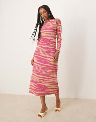 Vestido rosa con estampado de cebra de punto liso de Scalpers - view 1