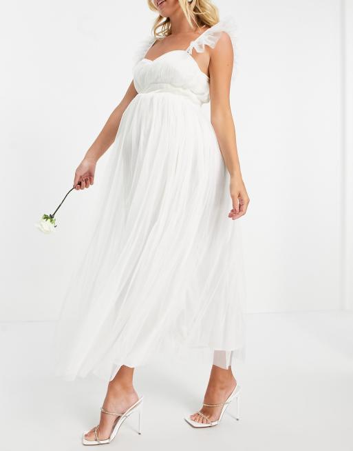 Vestido semilargo blanco de tul de Anaya With Love Maternity, 4 de 4