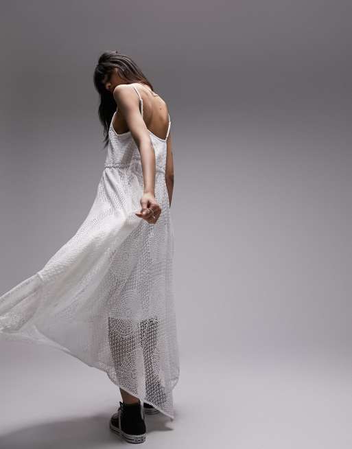 Vestido semilargo color marfil de croché de Topshop, 2 de 4