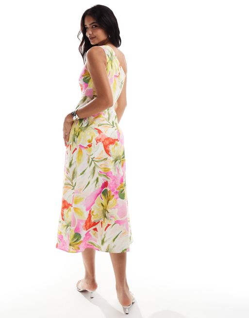 Vestido semilargo en tonos luminosos asimétrico con estampado floral de Forever New, 4 de 4