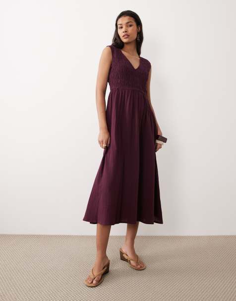 Vestido semilargo morado intenso con detalle fruncido Audrey de Nobody's Child - view 1