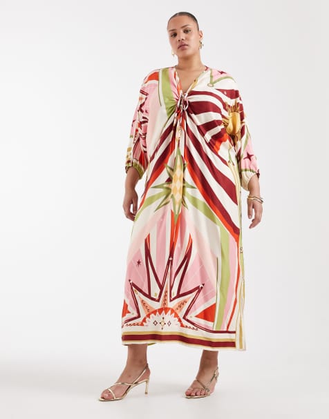 Vestido semilargo multicolor con estampado integral y mangas murciélago Cirque Toria de Never Fully Dressed Plus - view 1