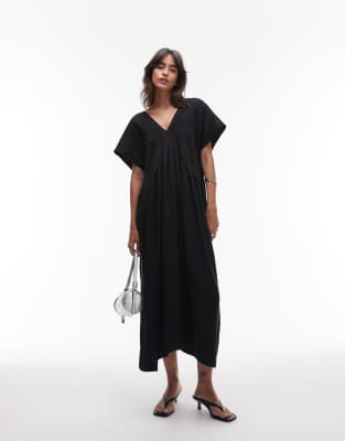 Vestido semilargo negro con jaretas en el corpiño de & Other Stories - view 1