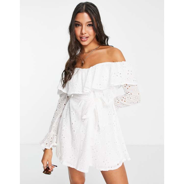 Vestido blanco shop escote bardot