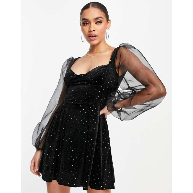 Vestido negro tachuelas hot sale