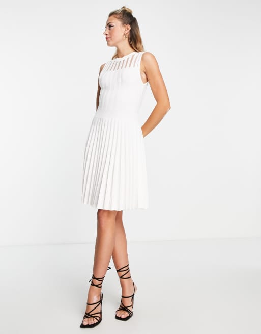 Ridículo polla recomendar Vestido skater midi blanco con detalle de panel de punto de Morgan | ASOS