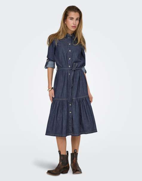Vestido vaquero azul oscuro de ONLY - view 1