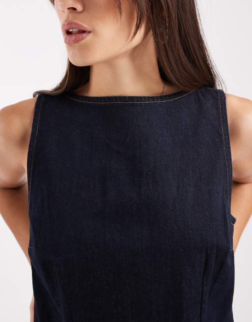 Vestido vaquero corto azul de corte recto de Levi's, 3 de 4