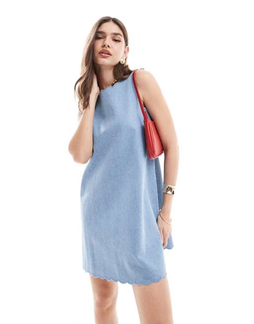 Vestido vaquero corto con bordes festoneados Finsbury de Nobody's Child