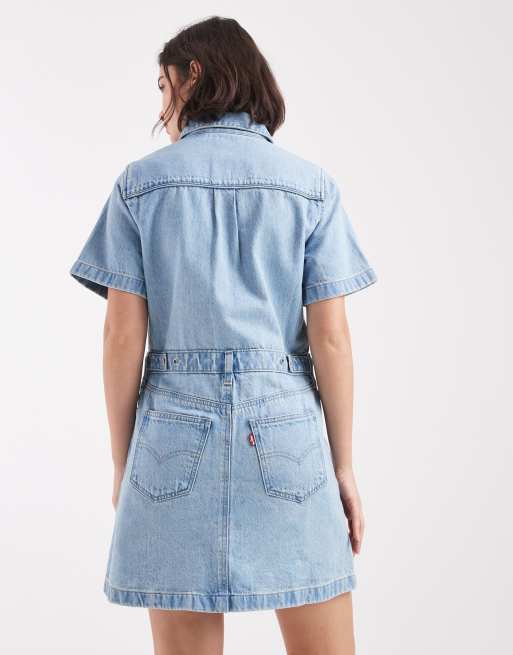 Vestido vaquero corto con lavado azul claro de estilo wéstern Logan de Levi's, 2 de 4