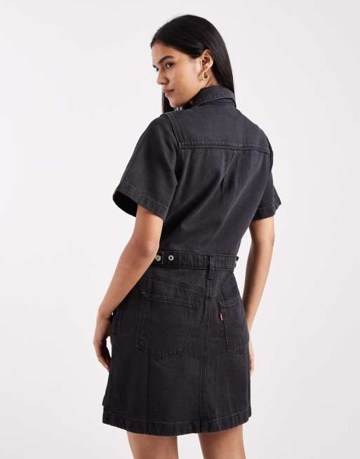 Vestido vaquero corto negro de estilo wéstern Logan de Levi's, 2 de 4