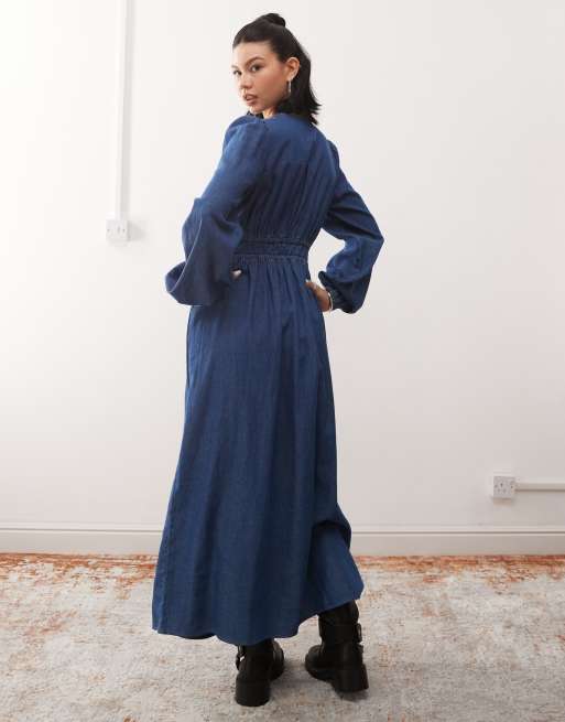 Vestido vaquero largo de manga larga de Reclaimed Vintage, 3 de 4