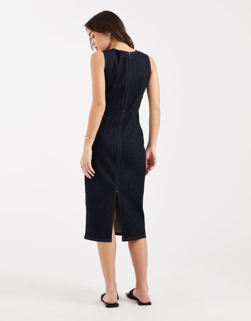 Vestido vaquero midi azul de corte recto de Levi's, 4 de 4
