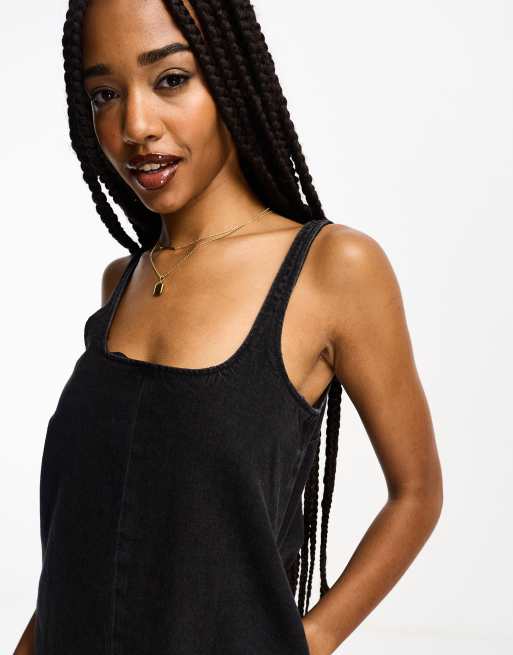 Vestido vaquero negro estilo pichi de ASOS DESIGN Tall, 3 de 4