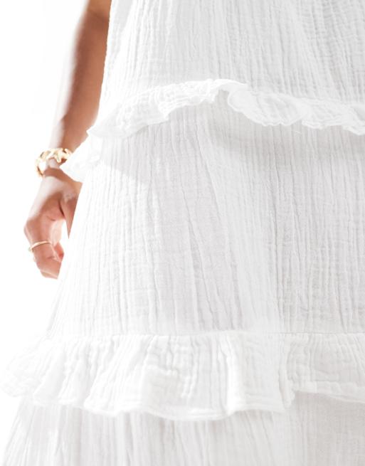 Vestido veraniego midi blanco escalonado de New Look, 2 de 4