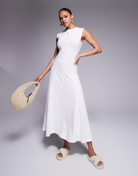Vestido veraniego midi blanco sin mangas de algodón de ASOS DESIGN - view 1