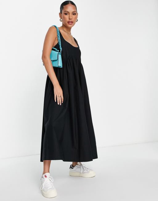 Vestido veraniego midi negro amplio con escote cuadrado de ASOS DESIGN, 2 de 4