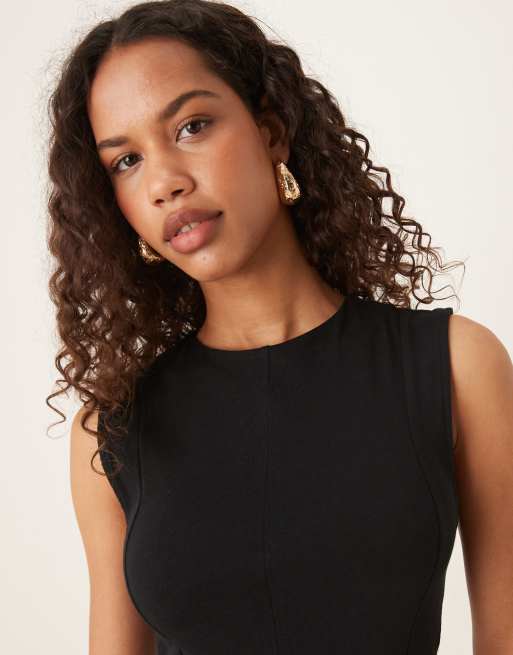 Vestido veraniego midi negro sin mangas de algodón de ASOS DESIGN, 2 de 4