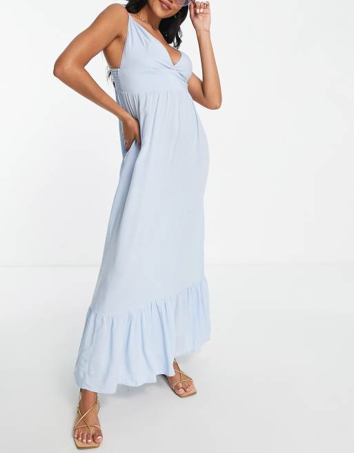Vestido veraniego playero azul muy escotado exclusivo de Esmée , 4 de 4