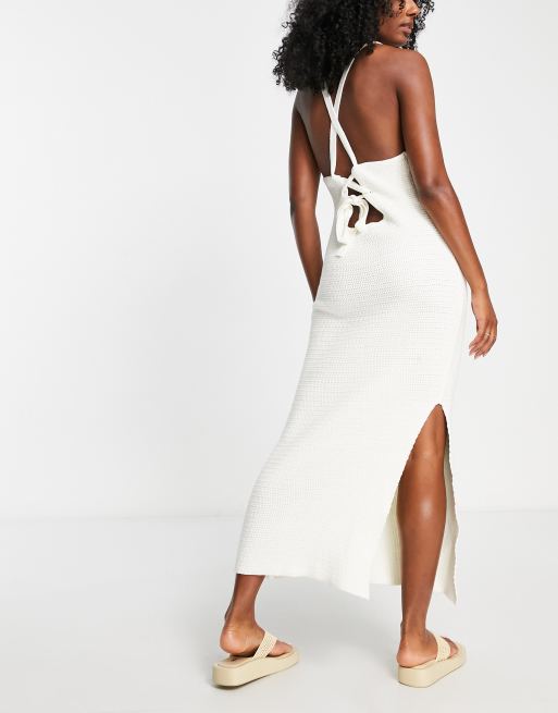 Vestido veraniego playero color crema con cuello alto de punto Fenley de 4th & Reckless 