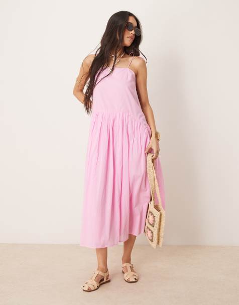 Vestido veraniego semilargo rosa con cintura baja de ASOS DESIGN - view 1