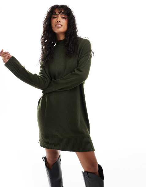 Vestido verde estilo jersey con cuello subido de punto de Nobody's Child - view 1