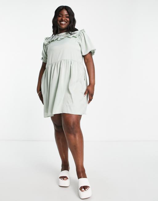 Vestido verde menta escalonado de corte amplio de Lola May Plus | ASOS