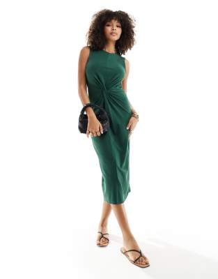 Vestido verde sin mangas con cintura entallada de Mango ASOS