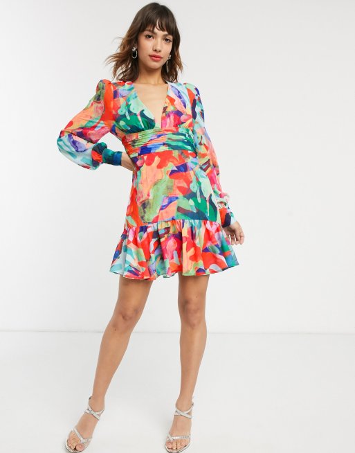 Vestire miami nights tropical long sleeve mini dress