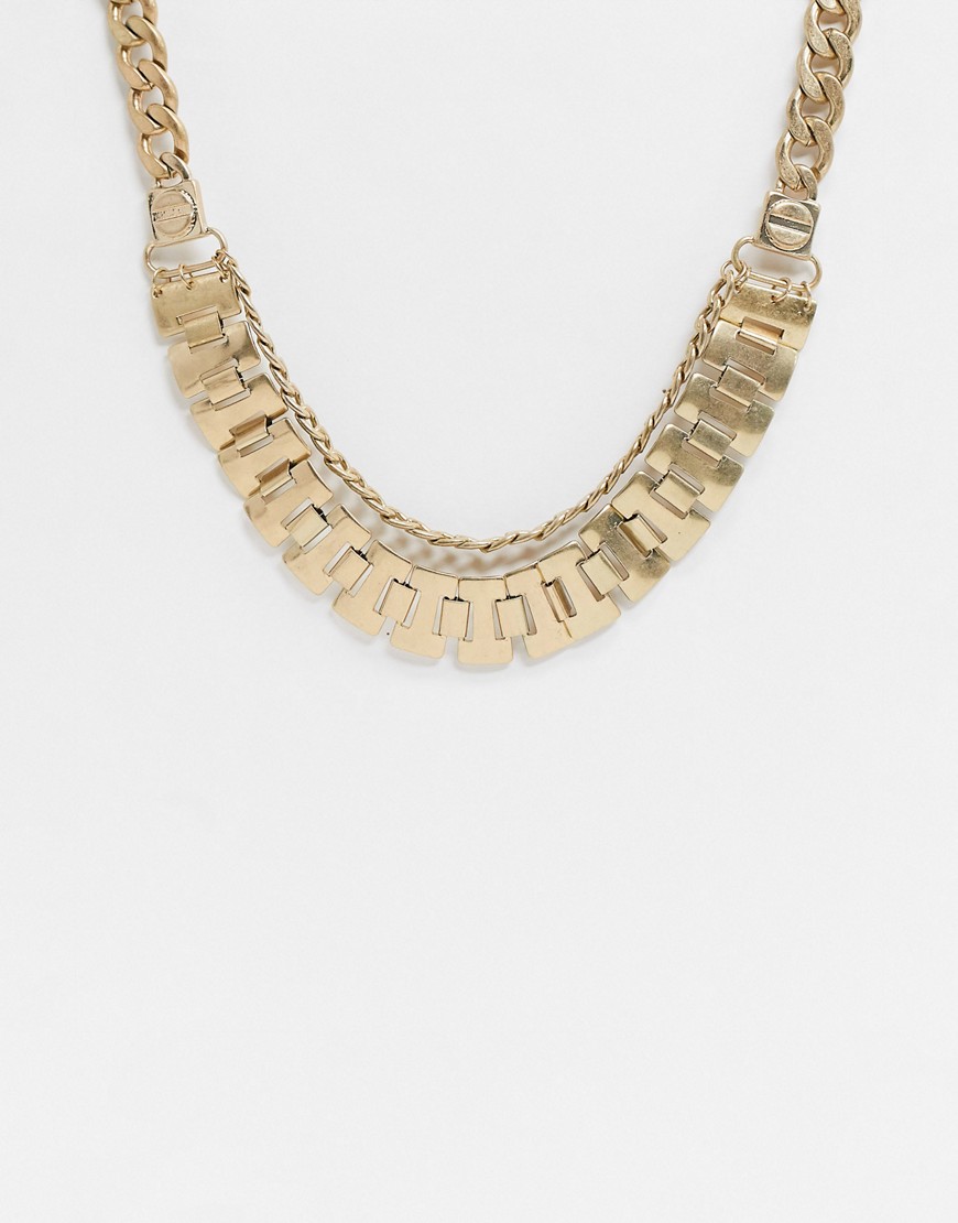 Vibe and Carter double layer neckchain in gold exclusive to ASOS