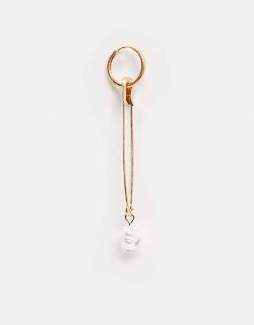 Vibe and Carter - Orecchini oro a spilla da balia con perla - In esclusiva per ASOS