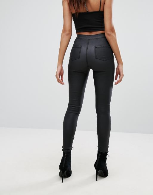 Vice højtaljede belagte skinny-bukser fra Missguided, 2 af 4