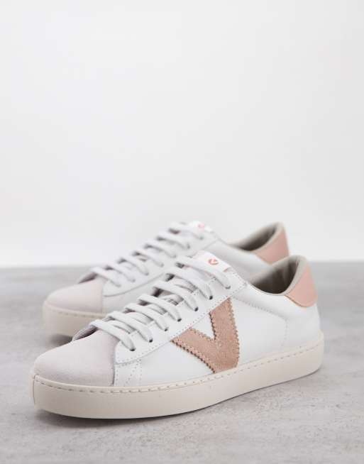 Victoria Berlin leather trainers in white and pale pink