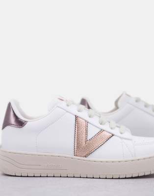 Victoria Siempre sneakers in white and rose gold ASOS