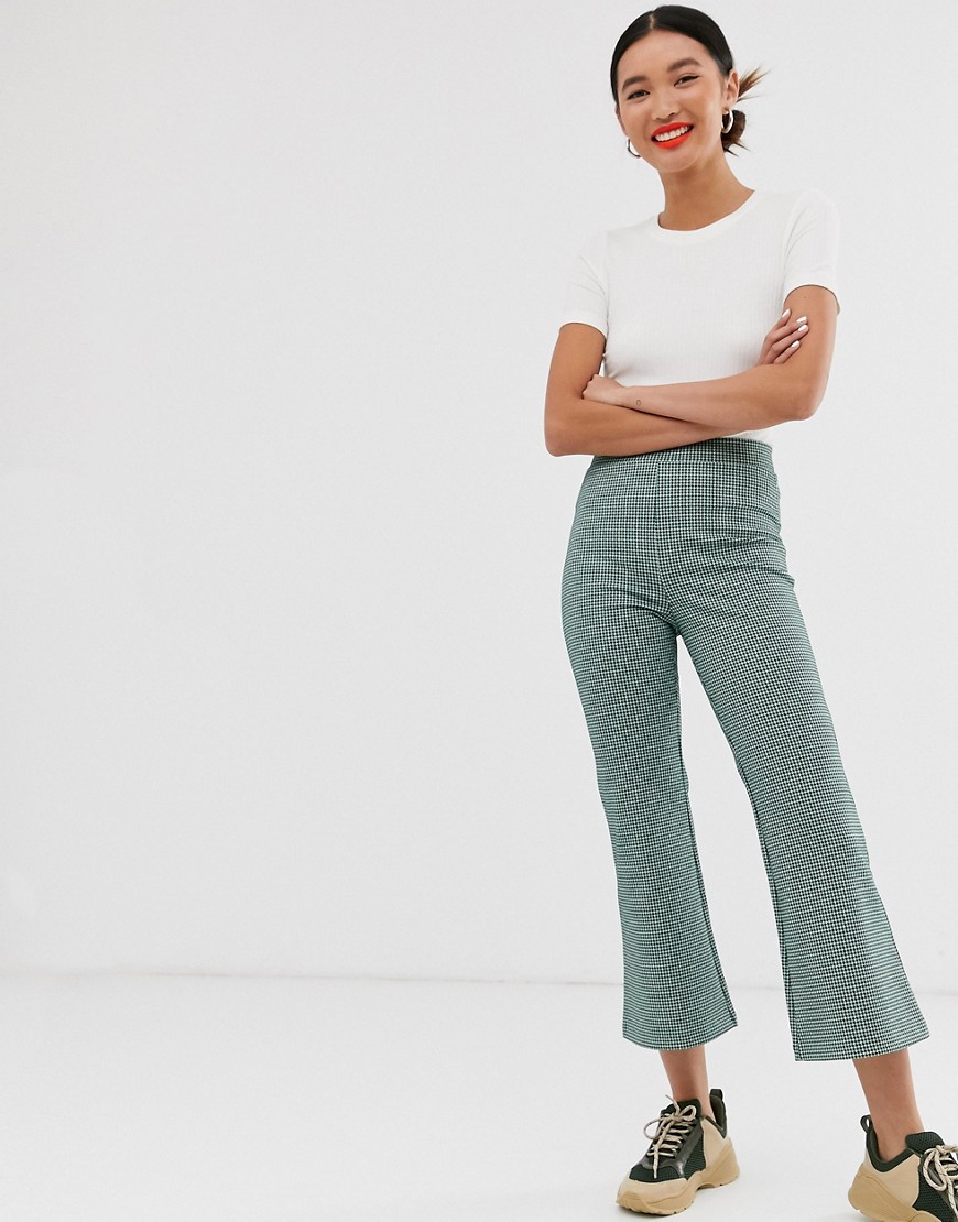 Vide bukser i jersey med ternet print fra Monki-Multifarvet