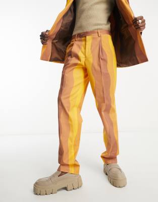 Viggo Viggo alvaro wavy suit trousers in brown