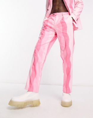 Viggo alvaro wavy suit trousers in pink