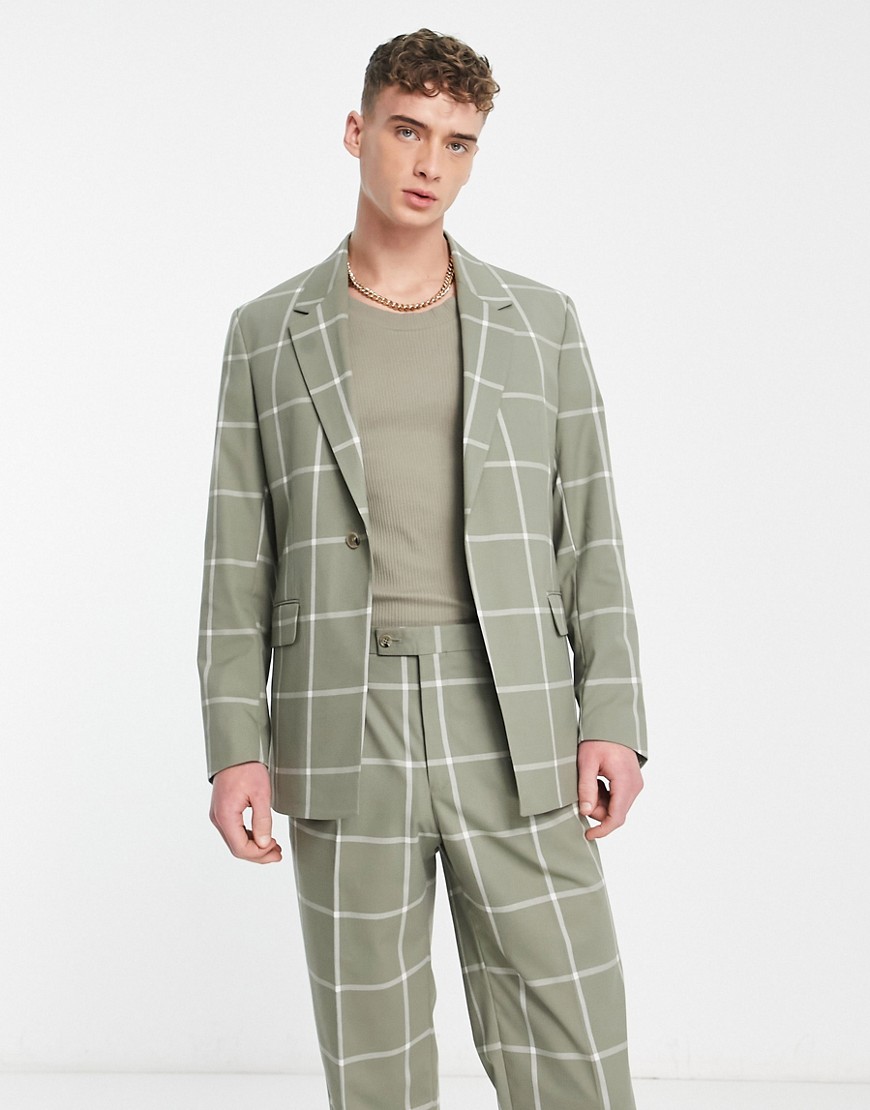 Viggo ascensio check suit jacket in green