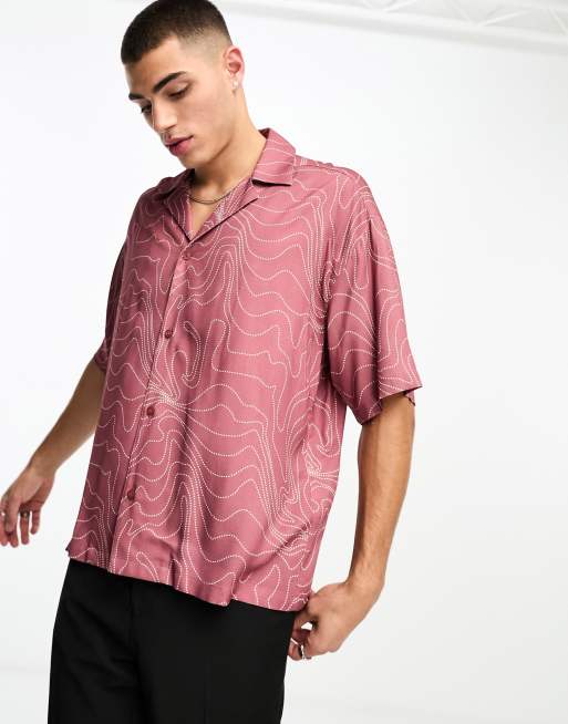 Viggo contour print shirt in red | ASOS