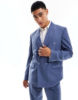 cord suit jacket in blue