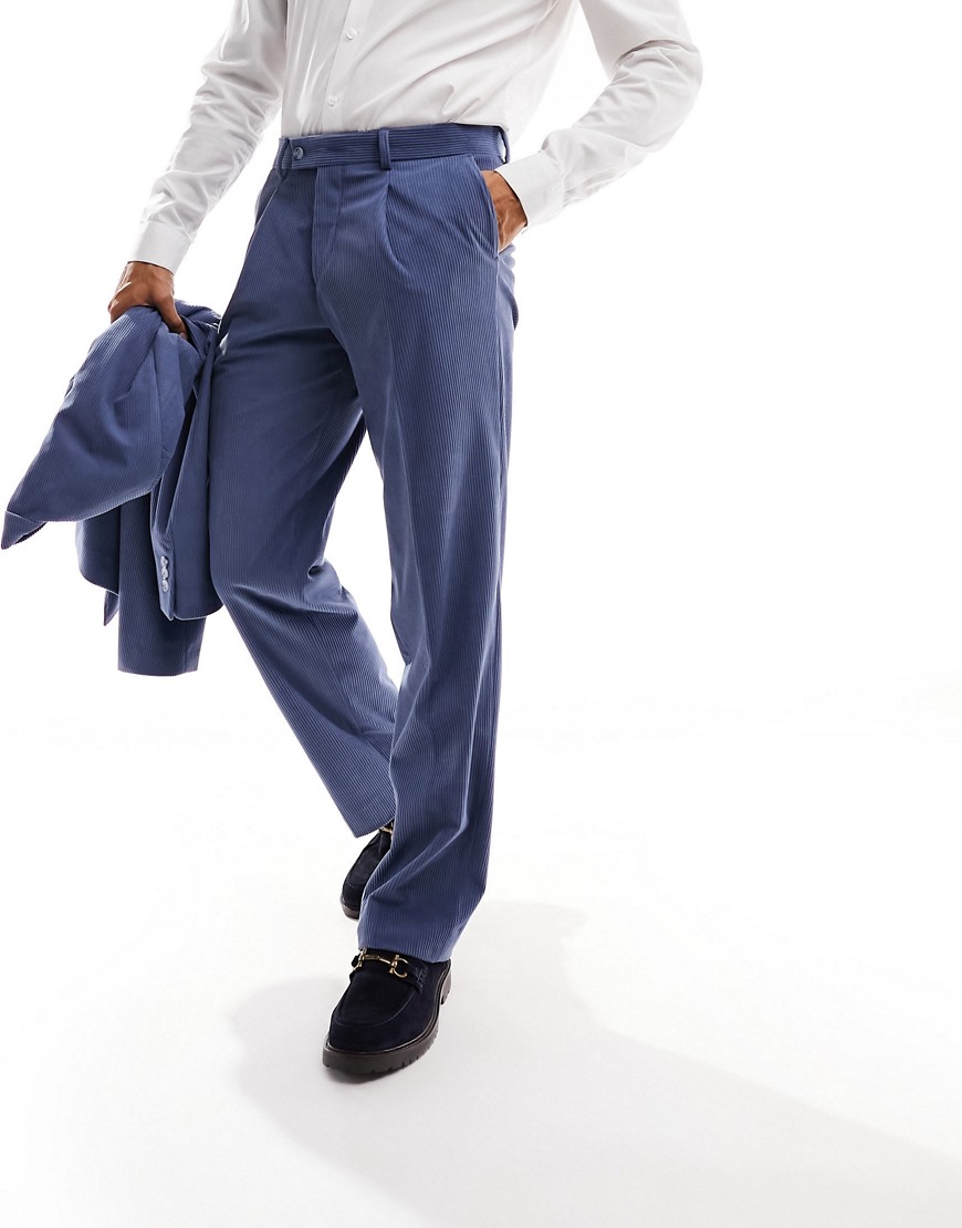 Viggo cord suit trouser in blue