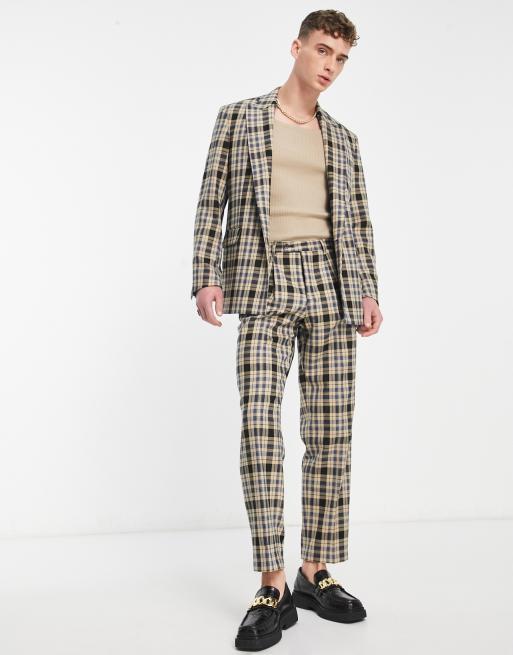 Viggo digne check suit pants in yellow