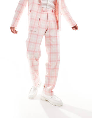 eriksen checked oversized suit pants in light pink