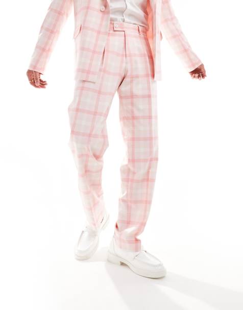 Viggo eriksen checked oversized suit trousers in light pink - view 1