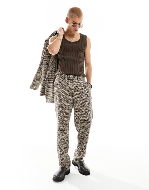 Viggo - Fernandes - Pantaloni da abito oversize color cuoio a quadri - view 1