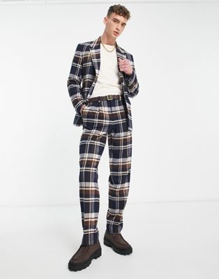 Viggo fontaine check suit trousers in navy - ASOS Price Checker
