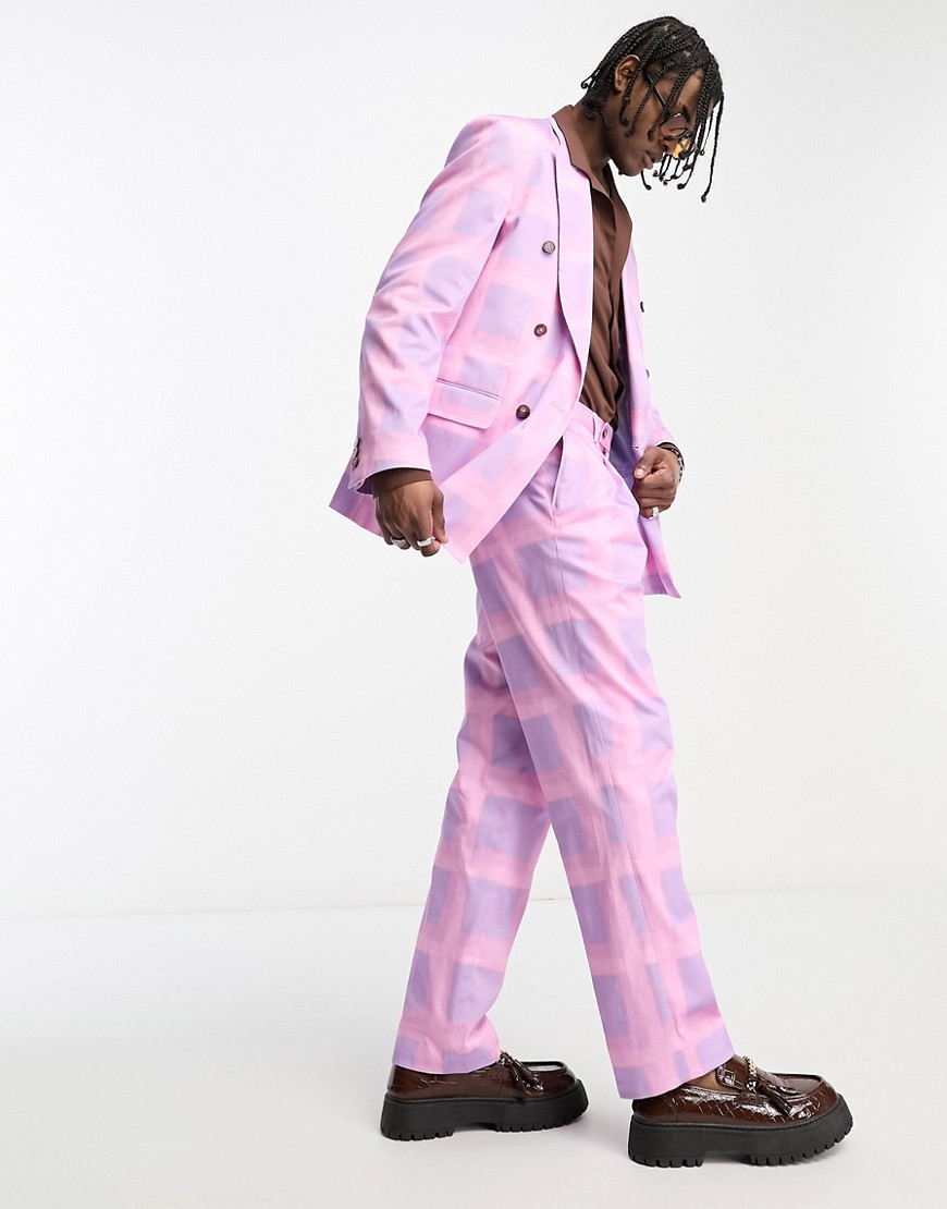 Viggo Isco Check Suit Pants In Purple