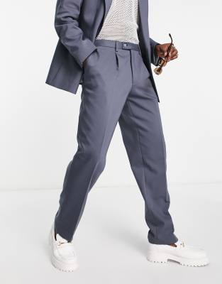 Viggo lavoi relaxed wide suit trouser in blue - ASOS Price Checker