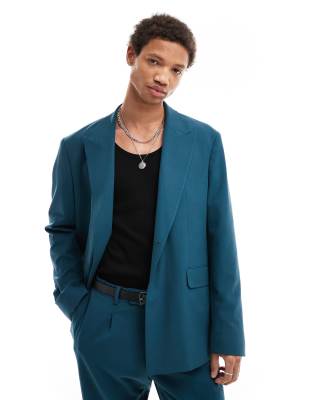 lavoir oversized suit jacket in petrol blue