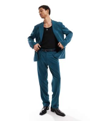 lavoir oversized suit pants in petrol blue